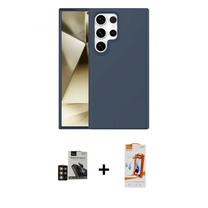 MARSİLYAN™- Galaxy S24 Ultra Kılıf Kozmos Yansıma Özel Seri - Siyah AutoKit 5in1 Fiber Polymer Nano Ekran Koruyucu + PVD Metal Kamera Lens - GD