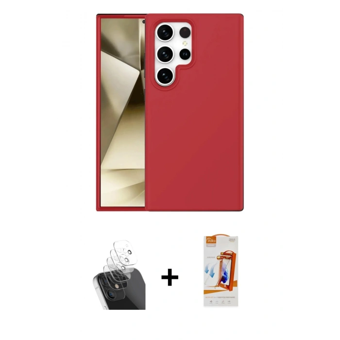 MARSİLYAN™- Galaxy S24 Ultra Kılıf Kozmos Yansıma Özel Seri - Siyah AutoKit 5in1 Fiber Polymer Nano Ekran Koruyucu + Kamera Lens Koruma Cam - SF