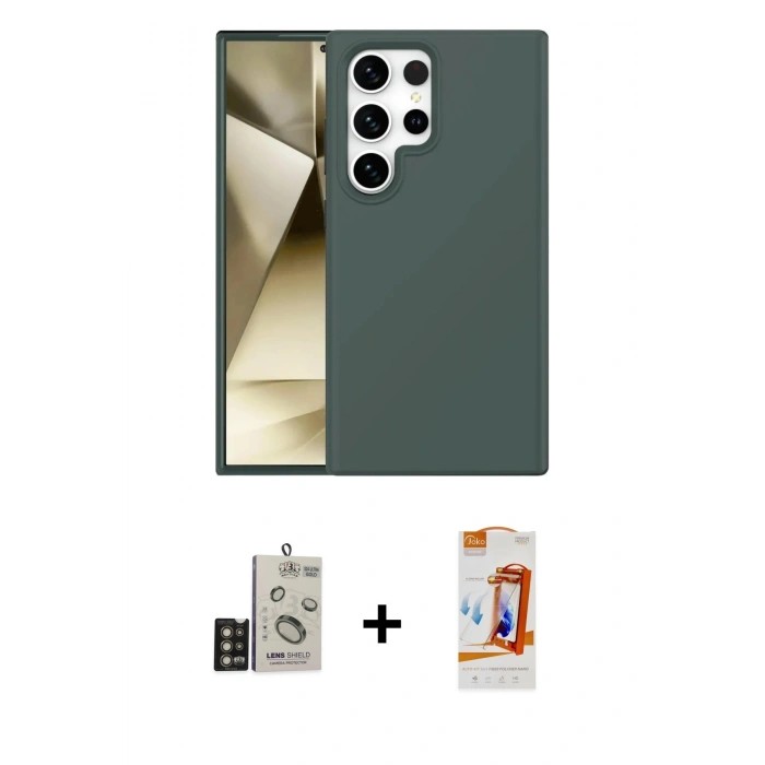 MARSİLYAN™- Galaxy S24 Ultra Kılıf Kozmos Yansıma Özel Seri - Siyah AutoKit 5in1 Fiber Polymer Nano Ekran Koruyucu + Bilvis Titan Kamera Lens - GD