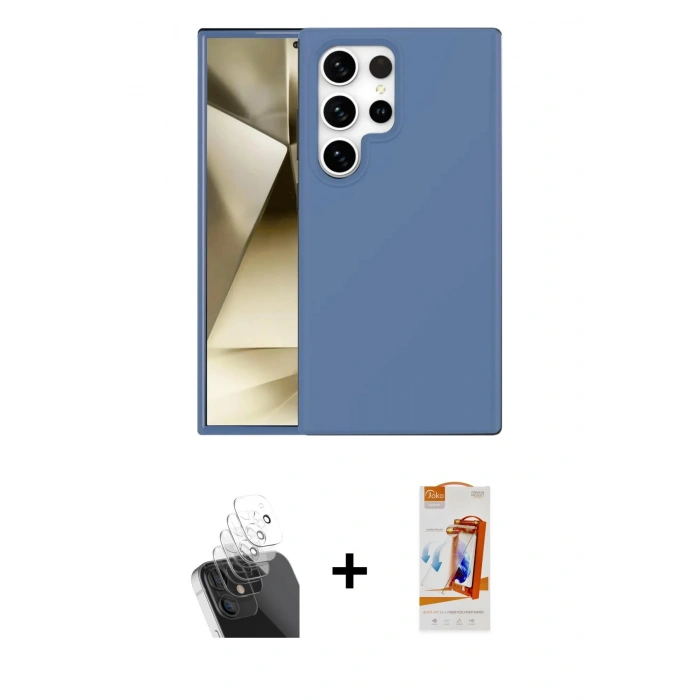 MARSİLYAN™- Galaxy S24 Ultra Kılıf Kozmos Yansıma Özel Seri - Siyah AutoKit 5in1 Fiber Polymer Nano Ekran Koruyucu + Kamera Lens Koruma Cam - SF