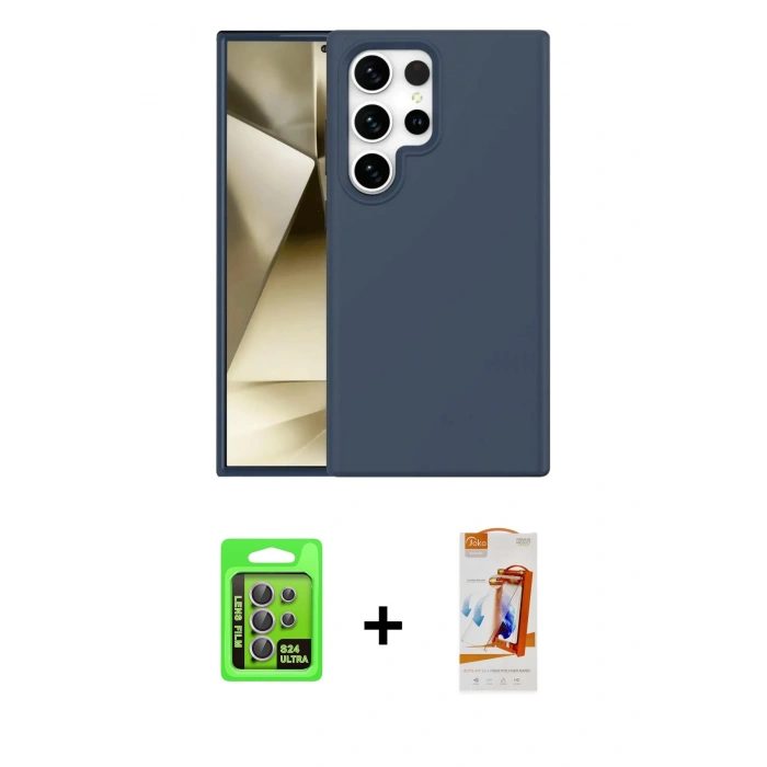 MARSİLYAN™- Galaxy S24 Ultra Kılıf Kozmos Yansıma Özel Seri - Siyah AutoKit 5in1 Fiber Polymer Nano Ekran Koruyucu + Raze Metal Kamera Lens - MR