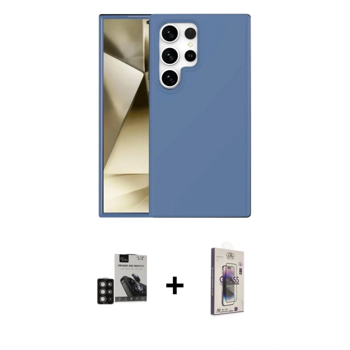 MARSİLYAN™- Galaxy S24 Ultra Kılıf Kozmos Yansıma Özel Seri - Siyah Bilvis 3D Cam Ekran Koruyucu + PVD Metal Kamera Lens - DNMR