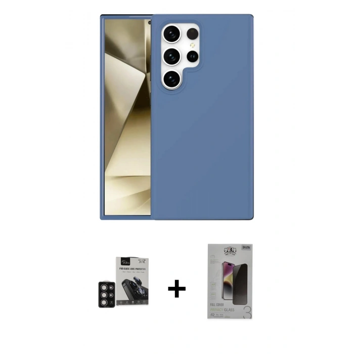 MARSİLYAN™- Galaxy S24 Ultra Kılıf Kozmos Yansıma Özel Seri - Siyah Bilvis Hayalet Cam Ekran Koruyucu + PVD Metal Kamera Lens - DNMR
