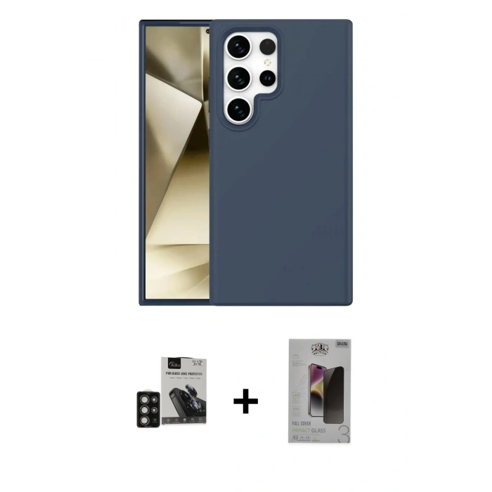 MARSİLYAN™- Galaxy S24 Ultra Kılıf Kozmos Yansıma Özel Seri - Siyah Bilvis Hayalet Cam Ekran Koruyucu + PVD Metal Kamera Lens - DNMR
