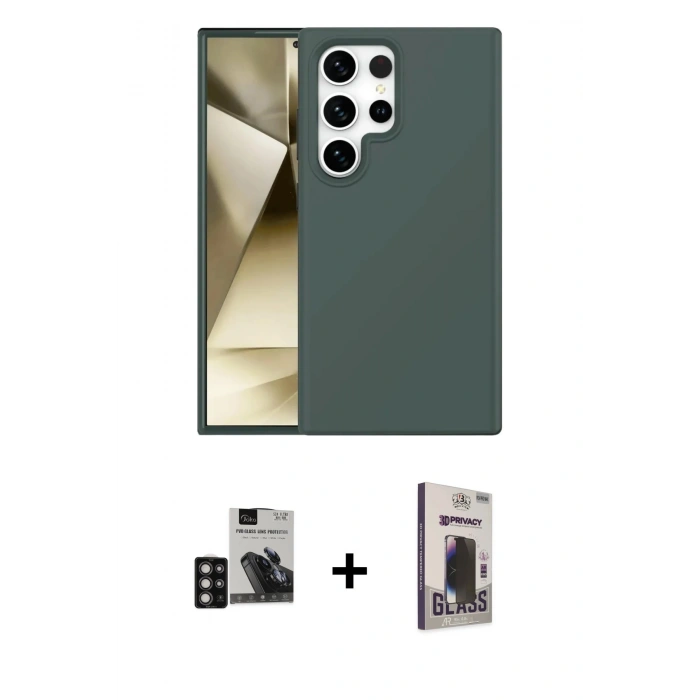 MARSİLYAN™- Galaxy S24 Ultra Kılıf Kozmos Yansıma Özel Seri - Siyah Bilvis Hayalet Cam Ekran Koruyucu + PVD Metal Kamera Lens - DNMR