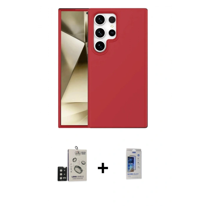 MARSİLYAN™- Galaxy S24 Ultra Kılıf Kozmos Yansıma Özel Seri - Siyah Durable Full Glue Curved Cam + Bilvis Titan Kamera Lens - SH