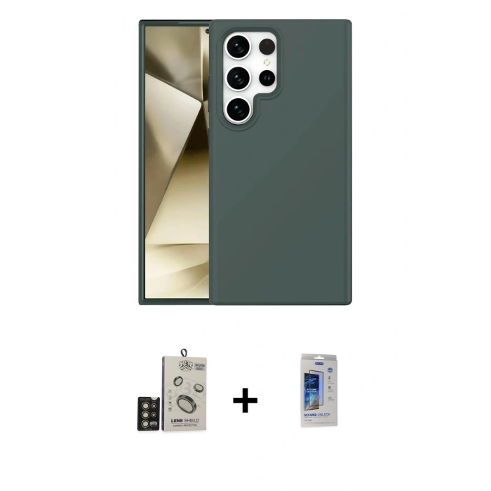 MARSİLYAN™- Galaxy S24 Ultra Kılıf Kozmos Yansıma Özel Seri - Siyah Durable Full Glue Curved Cam + Bilvis Titan Kamera Lens - GD