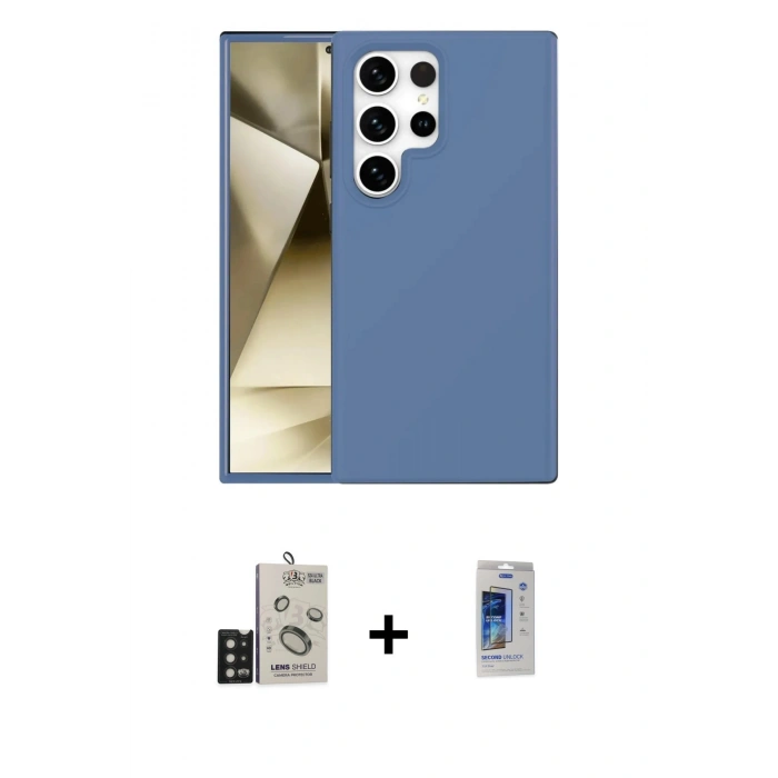 MARSİLYAN™- Galaxy S24 Ultra Kılıf Kozmos Yansıma Özel Seri - Siyah Durable Full Glue Curved Cam + Bilvis Titan Kamera Lens - SH