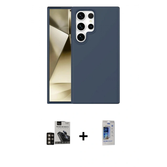 MARSİLYAN™- Galaxy S24 Ultra Kılıf Kozmos Yansıma Özel Seri - Siyah Durable Full Glue Curved Cam + PVD Metal Kamera Lens - GD