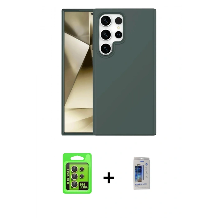 MARSİLYAN™- Galaxy S24 Ultra Kılıf Kozmos Yansıma Özel Seri - Siyah Durable Full Glue Curved Cam + Raze Metal Kamera Lens - SI