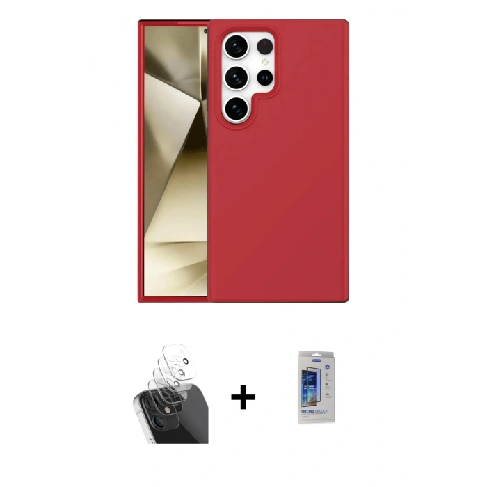 MARSİLYAN™- Galaxy S24 Ultra Kılıf Kozmos Yansıma Özel Seri - Siyah Durable Full Glue Curved Cam + Şeffaf Kamera Lens Koruma Cam