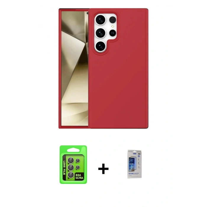 MARSİLYAN™- Galaxy S24 Ultra Kılıf Kozmos Yansıma Özel Seri - Siyah Durable Full Glue Curved Hayalet Cam + Raze Metal Kamera Lens - GI