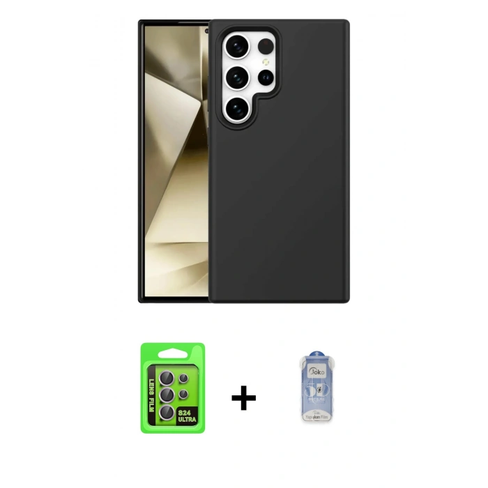 MARSİLYAN™- Galaxy S24 Ultra Kılıf Kozmos Yansıma Özel Seri - Siyah Joko Magic 5D Cam + Raze Metal Kamera Lens - MR