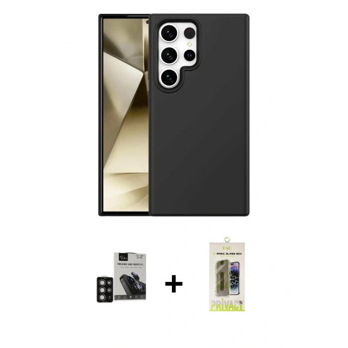 MARSİLYAN™- Galaxy S24 Ultra Kılıf Kozmos Yansıma Özel Seri - Siyah Joko Magic 5D Hayalet Cam + Derin Mor PVD Metal Kamera Lens