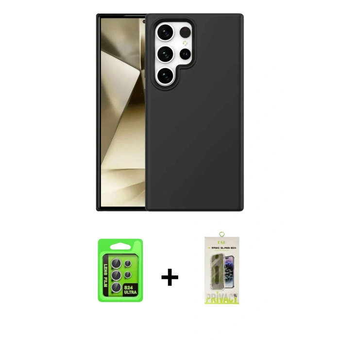 MARSİLYAN™- Galaxy S24 Ultra Kılıf Kozmos Yansıma Özel Seri - Siyah Joko Magic 5D Hayalet Cam + Raze Metal Kamera Lens - GS