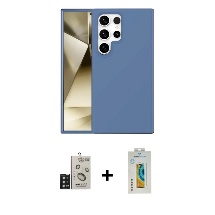 MARSİLYAN™- Galaxy S24 Ultra Kılıf Kozmos Yansıma Özel Seri - Siyah Polymer Nano Ekran Koruyucu + Bilvis Titan Kamera Lens - SH