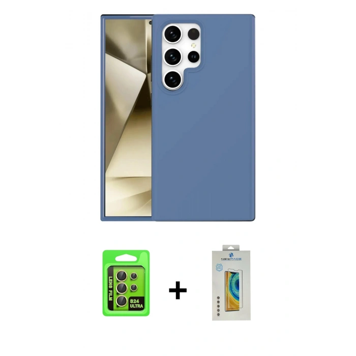 MARSİLYAN™- Galaxy S24 Ultra Kılıf Kozmos Yansıma Özel Seri - Siyah Polymer Nano Ekran Koruyucu + Raze Metal Kamera Lens - SI