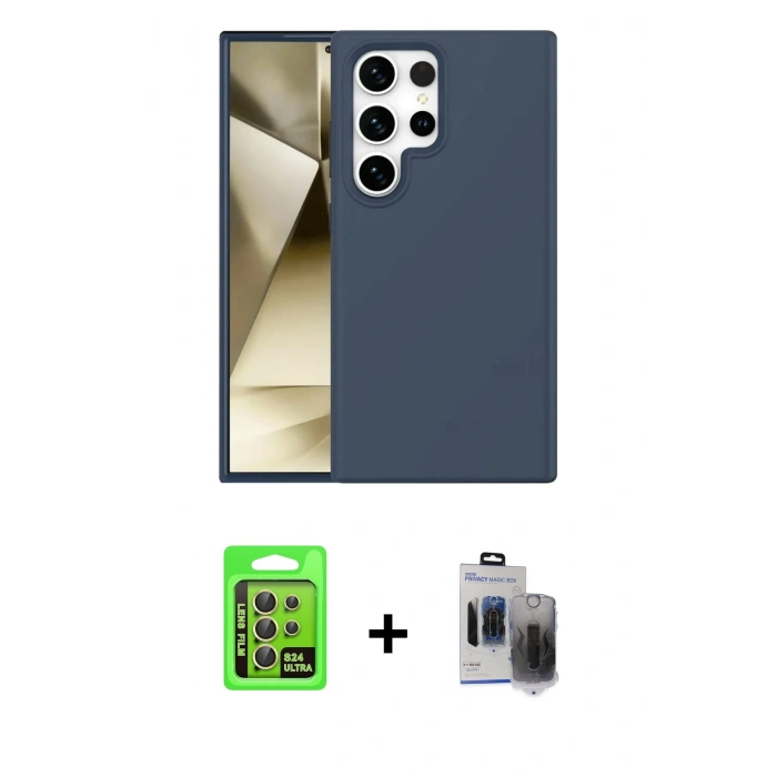 MARSİLYAN™- Galaxy S24 Ultra Kılıf Kozmos Yansıma Özel Seri - Siyah Vanessa Magic Hayalet Cam + Raze Metal Kamera Lens - SI