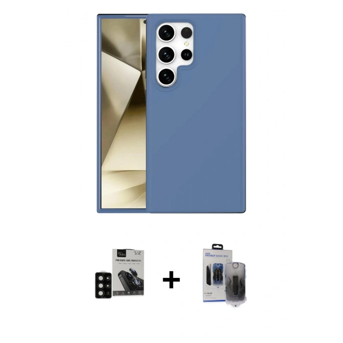 MARSİLYAN™- Galaxy S24 Ultra Kılıf Kozmos Yansıma Özel Seri - Siyah Vanessa Magic Hayalet Cam + PVD Metal Kamera Lens - SH
