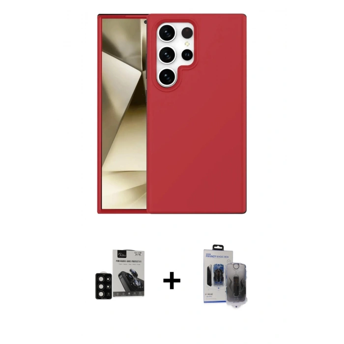 MARSİLYAN™- Galaxy S24 Ultra Kılıf Kozmos Yansıma Özel Seri - Siyah Vanessa Magic Hayalet Cam + PVD Metal Kamera Lens - SH