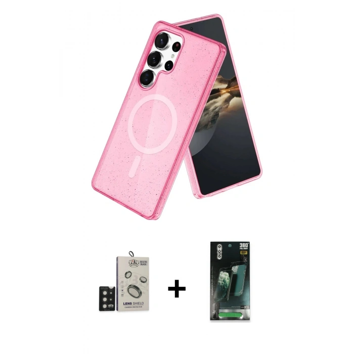 MARSİLYAN™- Galaxy S24 Ultra Kılıf Nova Asil Prime - Siyah 360 Mat Full Body Arka Koruyucu + Bilvis Titan Kamera Lens - SH