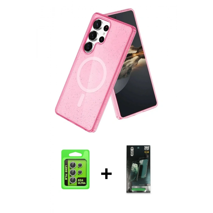 MARSİLYAN™- Galaxy S24 Ultra Kılıf Nova Asil Prime - Siyah 360 Mat Full Body Arka Koruyucu + Raze Metal Kamera Lens - GS