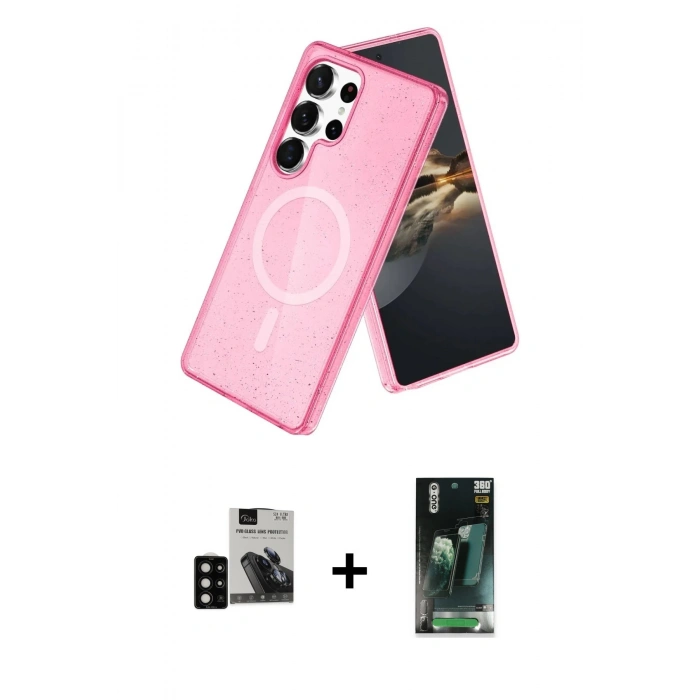MARSİLYAN™- Galaxy S24 Ultra Kılıf Nova Asil Prime - Siyah 360 Mat Full Body Arka Koruyucu + PVD Metal Kamera Lens - SH