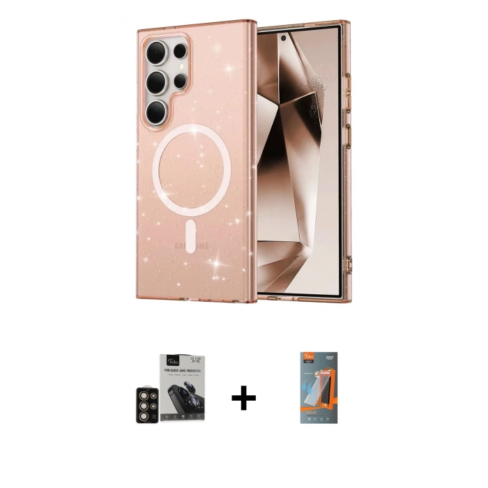 MARSİLYAN™- Galaxy S24 Ultra Kılıf Nova Asil Prime - Siyah AutoKit 5in1 Fiber Hayalet Polymer Nano Ekran Koruyucu + PVD Metal Kamera Lens - GD