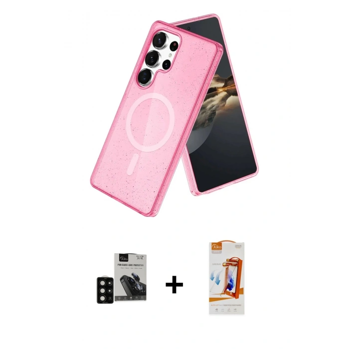 MARSİLYAN™- Galaxy S24 Ultra Kılıf Nova Asil Prime - Siyah AutoKit 5in1 Fiber Polymer Nano Ekran Koruyucu + PVD Metal Kamera Lens - SH