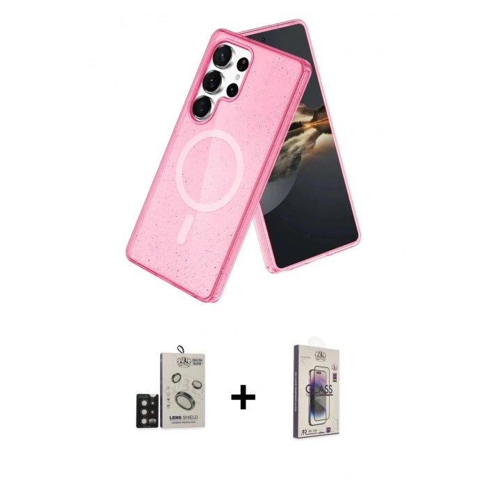 MARSİLYAN™- Galaxy S24 Ultra Kılıf Nova Asil Prime - Siyah Bilvis 3D Cam Ekran Koruyucu + Bilvis Titan Kamera Lens - SH