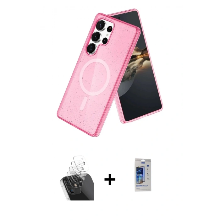 MARSİLYAN™- Galaxy S24 Ultra Kılıf Nova Asil Prime - Siyah Durable Full Glue Curved Cam + Şeffaf Kamera Lens Koruma Cam
