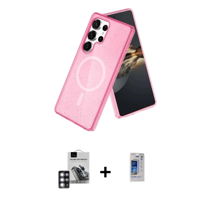 MARSİLYAN™- Galaxy S24 Ultra Kılıf Nova Asil Prime - Siyah Durable Full Glue Curved Hayalet Cam + PVD Metal Kamera Lens - PE