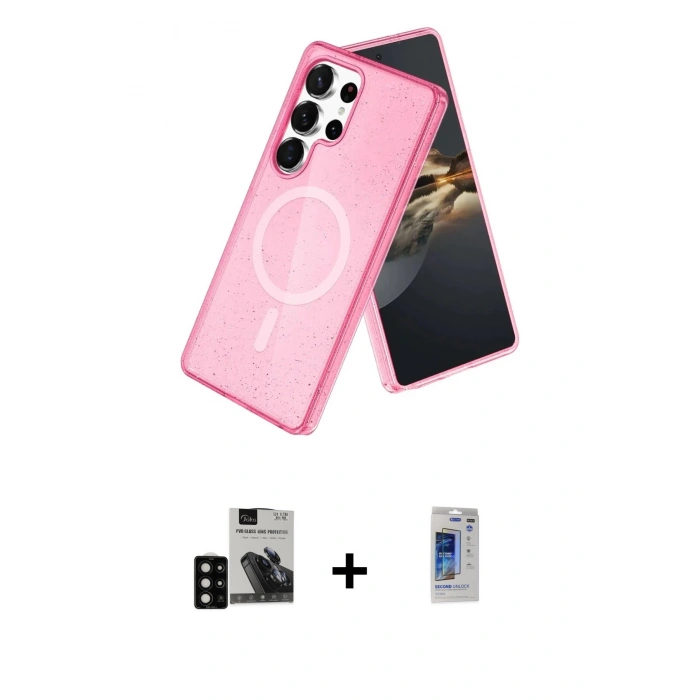 MARSİLYAN™- Galaxy S24 Ultra Kılıf Nova Asil Prime - Siyah Durable Full Glue Curved Hayalet Cam + PVD Metal Kamera Lens - SH