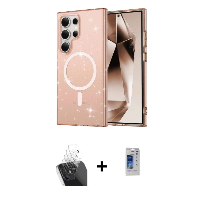 MARSİLYAN™- Galaxy S24 Ultra Kılıf Nova Asil Prime - Siyah Durable Full Glue Curved Hayalet Cam + Şeffaf Kamera Lens Koruma Cam