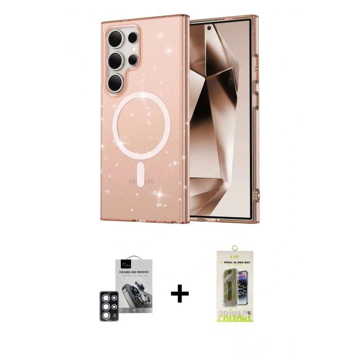 MARSİLYAN™- Galaxy S24 Ultra Kılıf Nova Asil Prime - Siyah Joko Magic 5D Hayalet Cam + PVD Metal Kamera Lens - PE