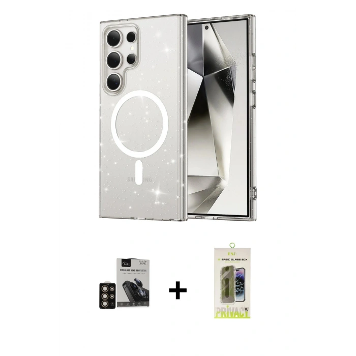 MARSİLYAN™- Galaxy S24 Ultra Kılıf Nova Asil Prime - Siyah Joko Magic 5D Hayalet Cam + PVD Metal Kamera Lens - GD