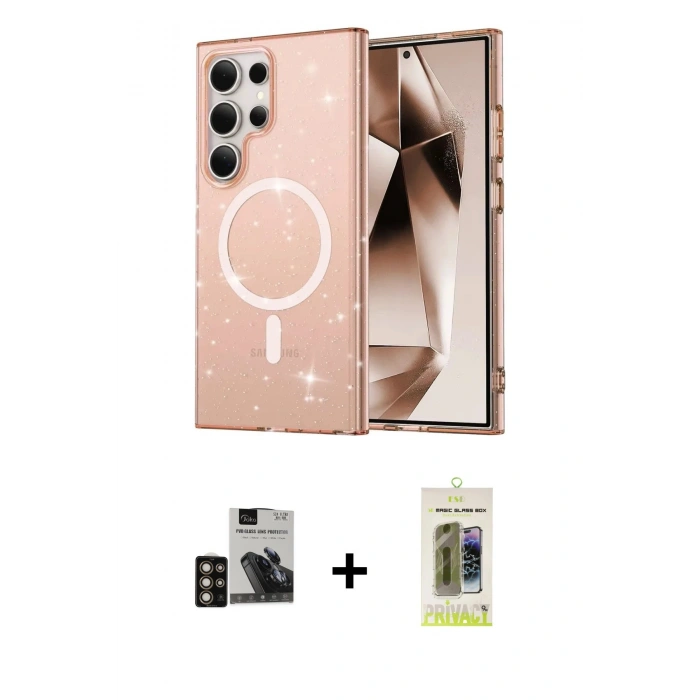 MARSİLYAN™- Galaxy S24 Ultra Kılıf Nova Asil Prime - Siyah Joko Magic 5D Hayalet Cam + PVD Metal Kamera Lens - GD
