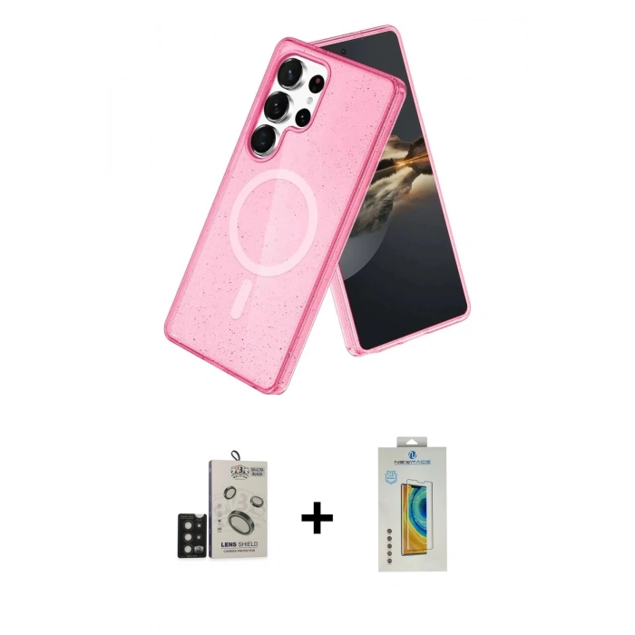 MARSİLYAN™- Galaxy S24 Ultra Kılıf Nova Asil Prime - Siyah Polymer Nano Ekran Koruyucu + Bilvis Titan Kamera Lens - SH