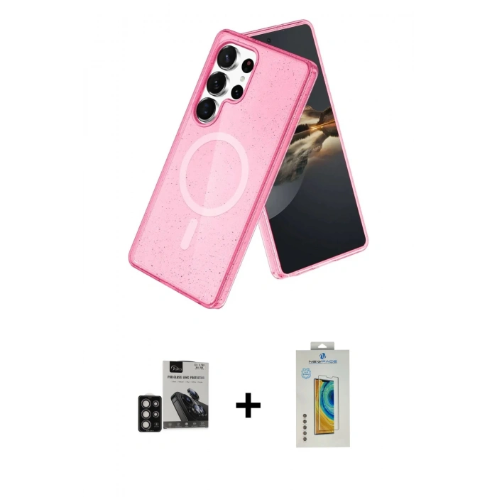 MARSİLYAN™- Galaxy S24 Ultra Kılıf Nova Asil Prime - Siyah Polymer Nano Ekran Koruyucu + PVD Metal Kamera Lens - DNMR