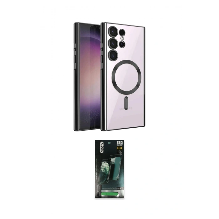 MARSİLYAN™- Galaxy S24 Ultra Kılıf Nova Işık Özel Seri - Siyah 360 Mat Full Body Arka Koruyucu