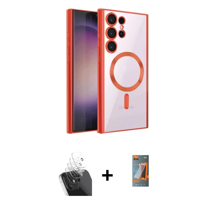 MARSİLYAN™- Galaxy S24 Ultra Kılıf Nova Işık Özel Seri - Siyah AutoKit 5in1 Fiber Hayalet Polymer Nano Ekran Koruyucu + Kamera Lens Koruma Cam - SF