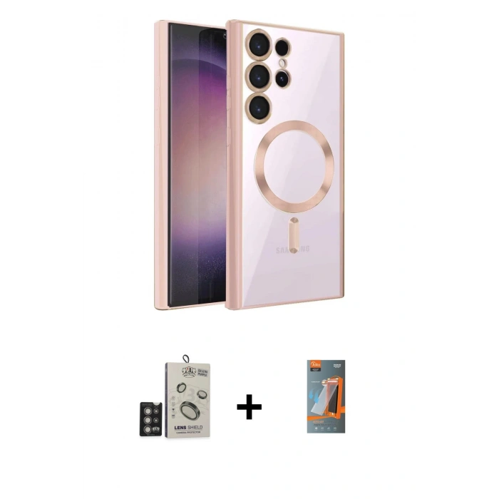 MARSİLYAN™- Galaxy S24 Ultra Kılıf Nova Işık Özel Seri - Siyah AutoKit 5in1 Fiber Hayalet Polymer Nano Ekran Koruyucu + Bilvis Titan Kamera Lens - DNMR