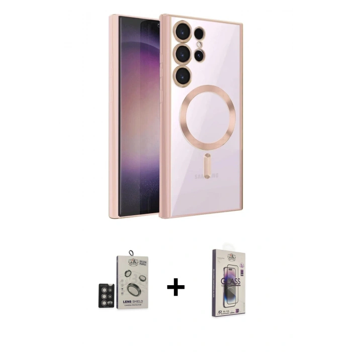 MARSİLYAN™- Galaxy S24 Ultra Kılıf Nova Işık Özel Seri - Siyah Bilvis 3D Cam Ekran Koruyucu + Bilvis Titan Kamera Lens - DNMR