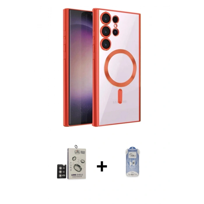 MARSİLYAN™- Galaxy S24 Ultra Kılıf Nova Işık Özel Seri - Siyah Joko Magic 5D Cam + Bilvis Titan Kamera Lens - DNMR