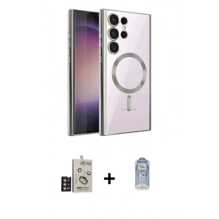 MARSİLYAN™- Galaxy S24 Ultra Kılıf Nova Işık Özel Seri - Siyah Joko Magic 5D Cam + Bilvis Titan Kamera Lens - DNMR
