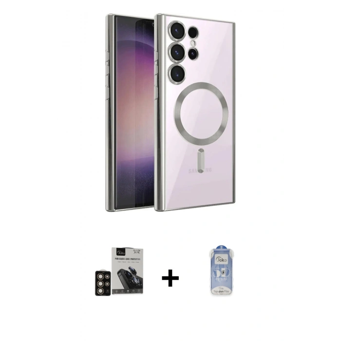 MARSİLYAN™- Galaxy S24 Ultra Kılıf Nova Işık Özel Seri - Siyah Joko Magic 5D Cam + PVD Metal Kamera Lens - GD