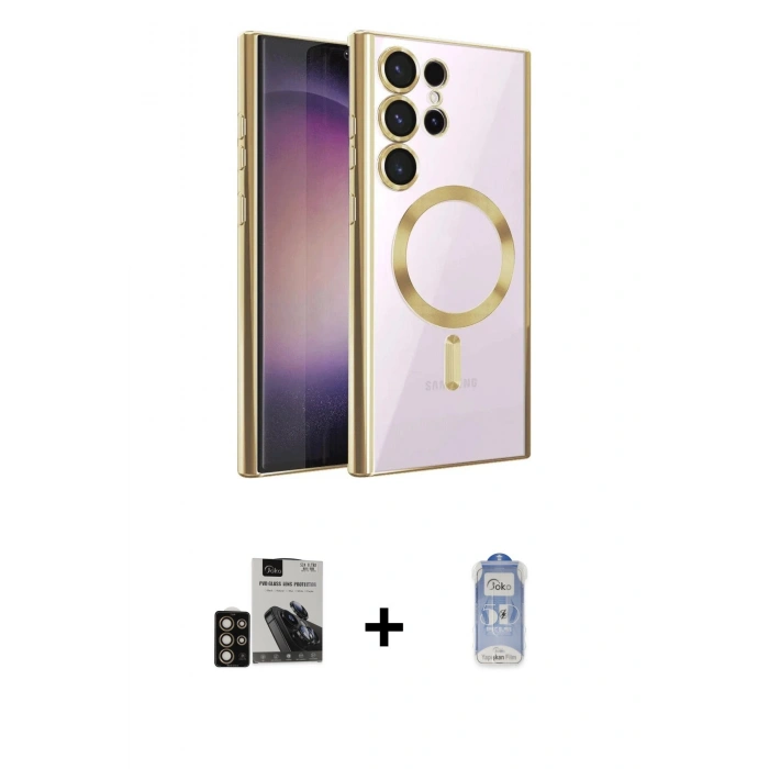 MARSİLYAN™- Galaxy S24 Ultra Kılıf Nova Işık Özel Seri - Siyah Joko Magic 5D Cam + PVD Metal Kamera Lens - GD