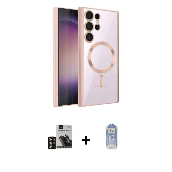 MARSİLYAN™- Galaxy S24 Ultra Kılıf Nova Işık Özel Seri - Siyah Joko Magic 5D Cam + PVD Metal Kamera Lens - GD