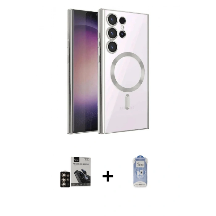 MARSİLYAN™- Galaxy S24 Ultra Kılıf Nova Işık Özel Seri - Siyah Joko Magic 5D Cam + PVD Metal Kamera Lens - GD