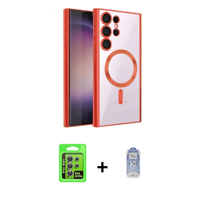 MARSİLYAN™- Galaxy S24 Ultra Kılıf Nova Işık Özel Seri - Siyah Joko Magic 5D Cam + Raze Metal Kamera Lens - GS
